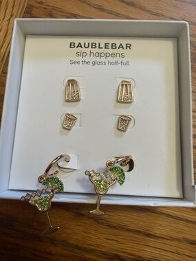 BaubleBar Sip Happens  Cocktail Charm Earring Set New in Box